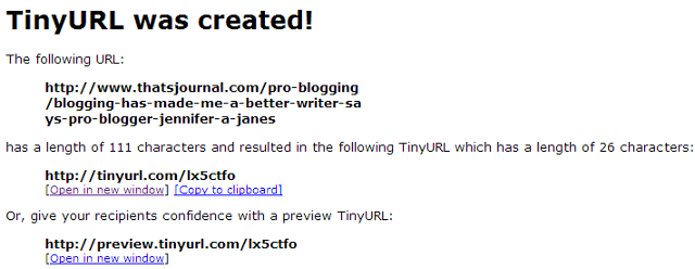 Tiny URL created with preview feature Tiny URL created with preview feature