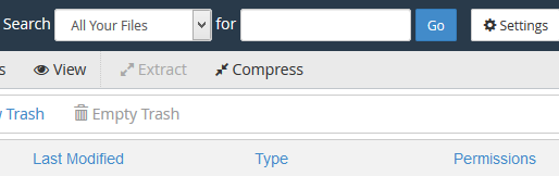 Click on Settings on top right corner in File Manager Click on Settings on top right corner in File Manager