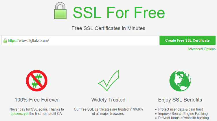 Enter your website address in the field in SSL for Free Enter your website address in the field in SSL for Free