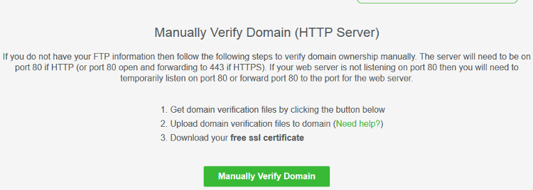 Manually Verify Domain HTTP Server in SSL for Free Manually Verify Domain HTTP Server in SSL for Free