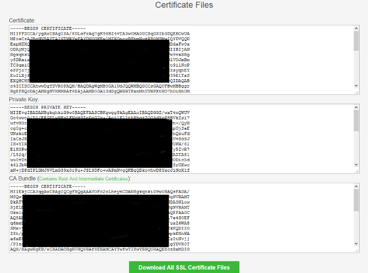 SSL certificate files in SSL for Free SSL certificate files in SSL for Free