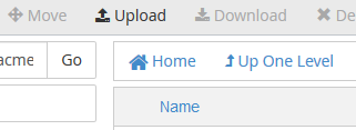 Upload button in File Manager Upload button in File Manager