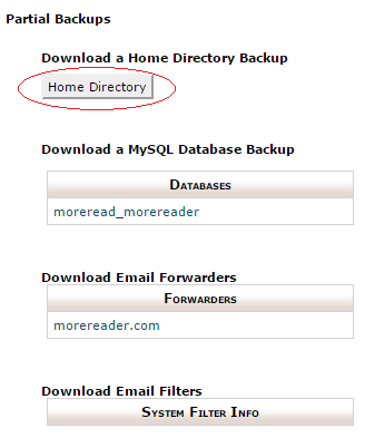 Click on Home Directory under Download a Home Directory Backup Click on Home Directory under Download a Home Directory Backup
