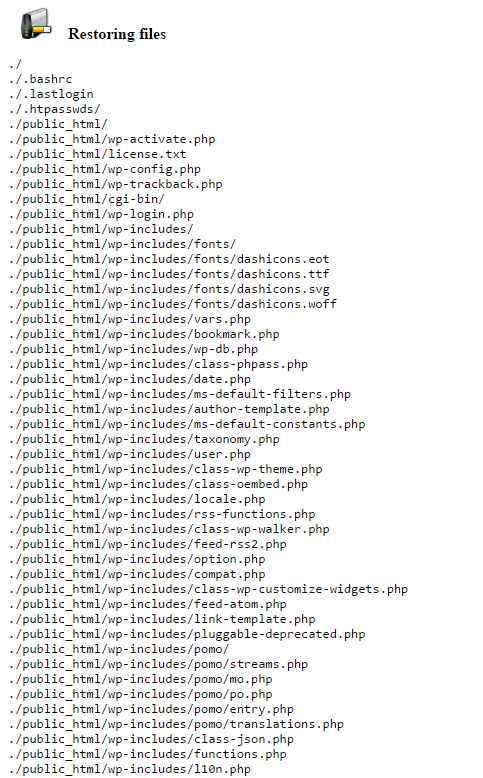 Restoring files after uploading Home Directory Backup Restoring files after uploading Home Directory Backup