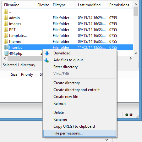 Right click on the file, folder and click on File Permissions in FileZilla Right click on the file, folder and click on File Permissions in FileZilla