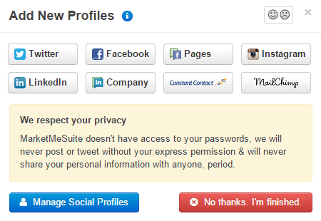 Add a social media profile in MarketMeSuite Add a social media profile in MarketMeSuite