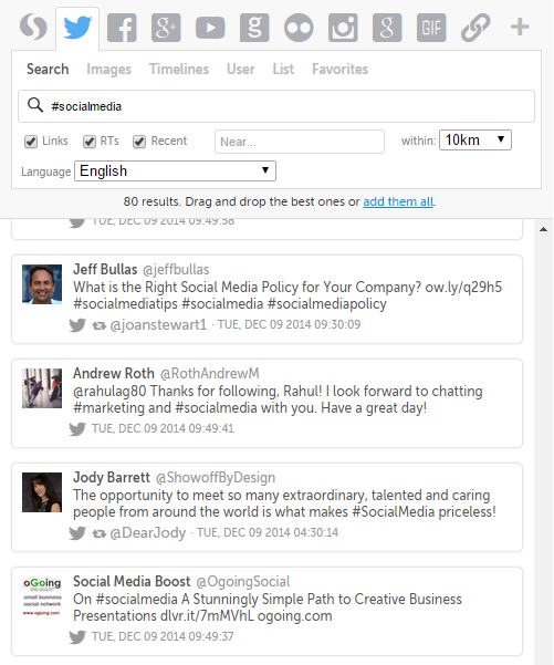 Add social media content in Storify Add social media content in Storify