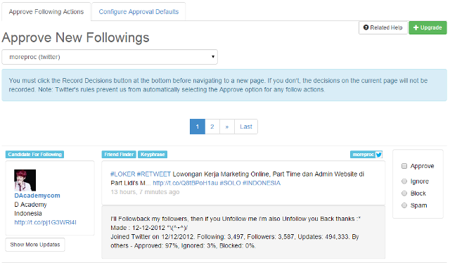 Approve new followers in SocialOomph Approve new followers in SocialOomph