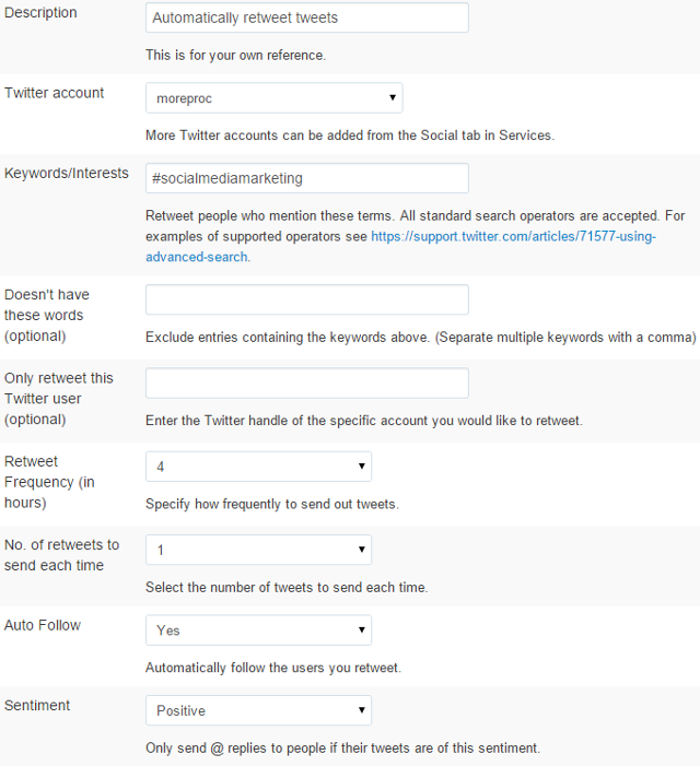 Automatically retweet tweets based on filters in Sendible Automatically retweet tweets based on filters in Sendible