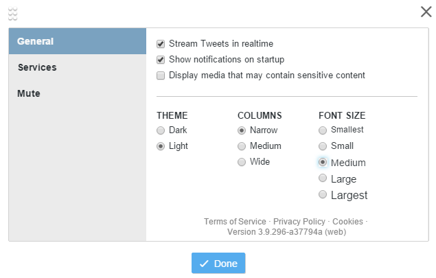 Change TweetDeck account settings Change TweetDeck account settings