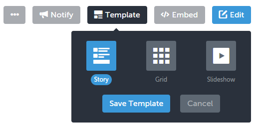 Change story template in Storify Change story template in Storify