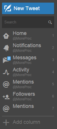 Click on Add column in TweetDeck Click on Add column in TweetDeck