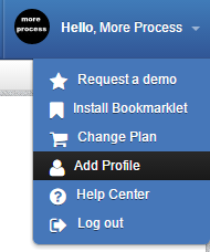 Click on Add profile in MarketMeSuite dashboard Click on Add profile in MarketMeSuite dashboard
