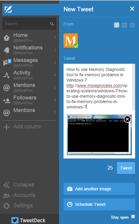 Create a tweet in TweetDeck Create a tweet in TweetDeck