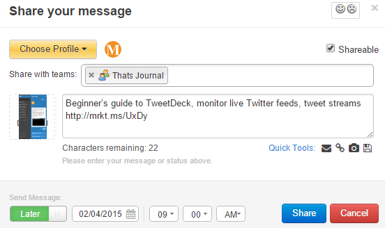 Create and schedule your message in MarketMeSuite Create and schedule your message in MarketMeSuite