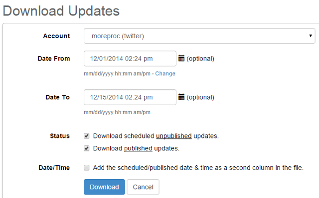 Download posts in SocialOomph Download posts in SocialOomph