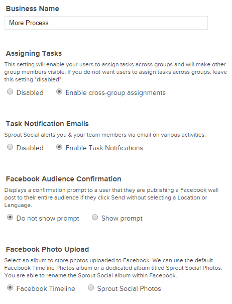 Edit business settings in Sprout Social Edit business settings in Sprout Social