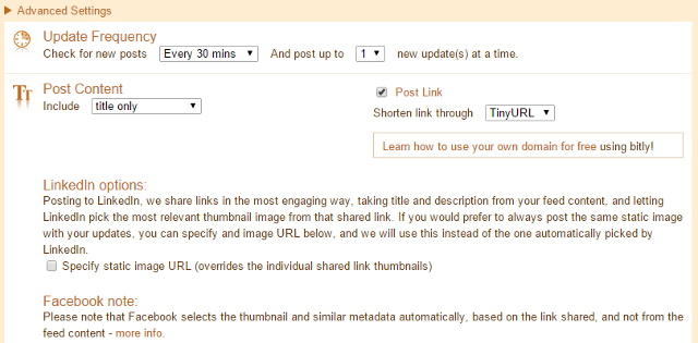 Edit update frequency, post content, post link in Twitter Feed Edit update frequency, post content, post link in Twitter Feed