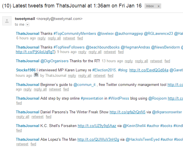 Email displaying latest tweets from your friends Email displaying latest tweets from your friends