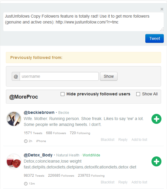 Follow relevant users from another Twitter account in JustUnfollow Follow relevant users from another Twitter account in JustUnfollow