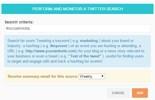 Monitor Twitter keyword and hashtag search in SocialBro Monitor Twitter keyword and hashtag search in SocialBro
