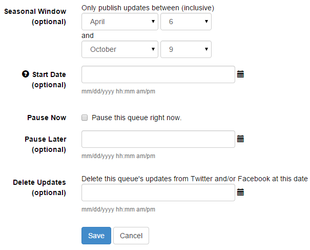 More queue options in SocialOomph More queue options in SocialOomph