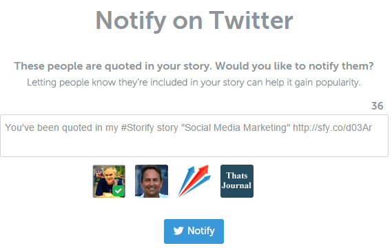 Notify mentioned users in Storify Notify mentioned users in Storify