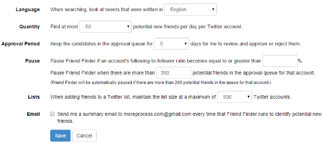 Options for finding relevant friends in Twitter using SocialOomph Options for finding relevant friends in Twitter using SocialOomph