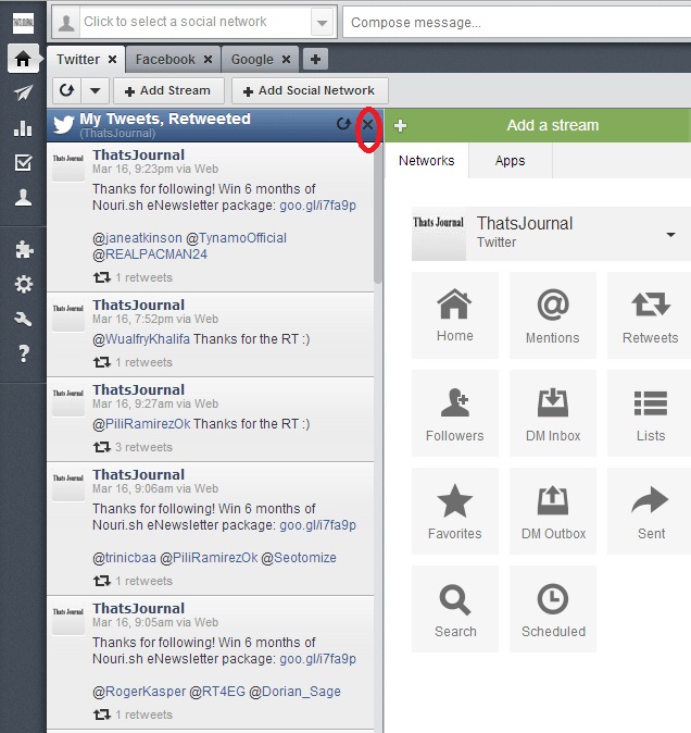 Remove a stream in Hootsuite dashboard Remove a stream in Hootsuite dashboard