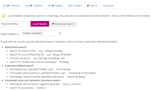 Search for tweets with hashtags or keyword in RiteTag Search for tweets with hashtags or keyword in RiteTag