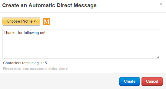 Set up Twitter auto direct message in MarketMeSuite Set up Twitter auto direct message in MarketMeSuite