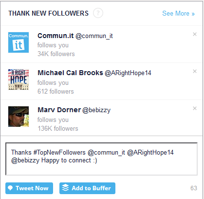 Thank new followers section in commun.it Thank new followers section in commun.it