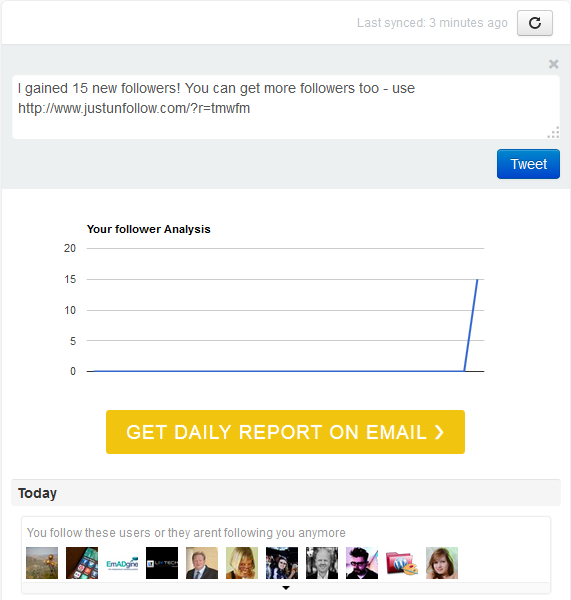 Who followed me section in JustUnfollow, free Twitter unfollowers manager Who followed me section in JustUnfollow, free Twitter unfollowers manager