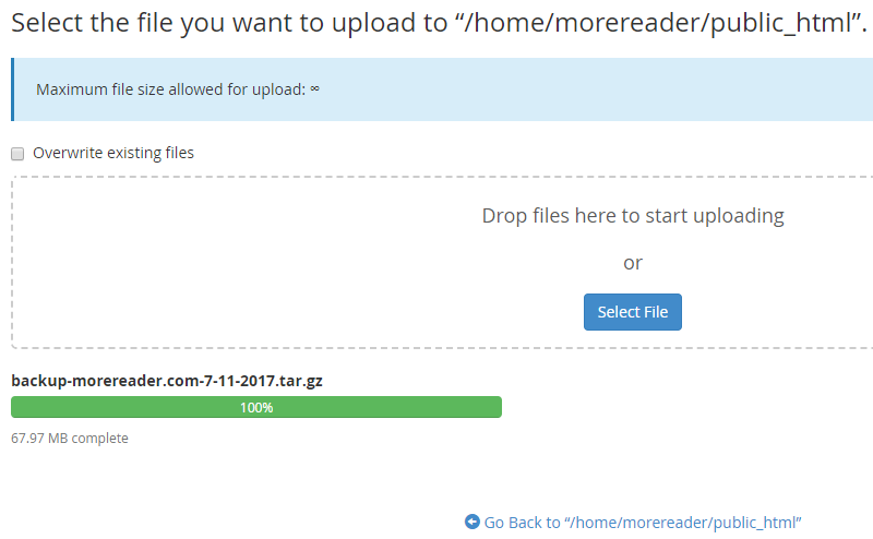 Upload the home directory backup in your Cpanel Upload the home directory backup in your Cpanel