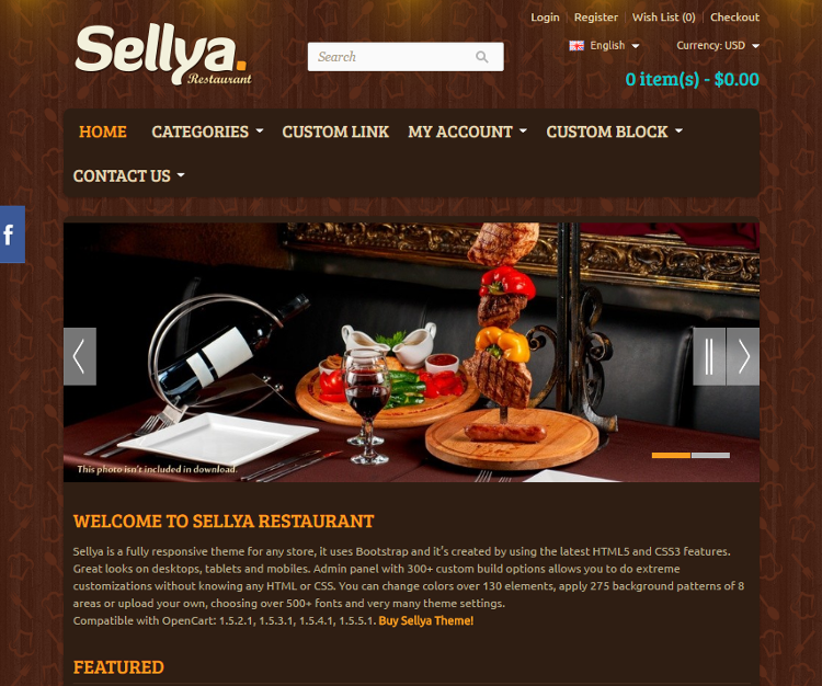 Sellya Restaurant OpenCart Theme Sellya Restaurant OpenCart Theme