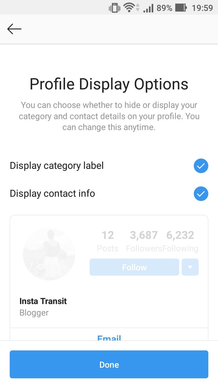How to hide Category and Contact in Instagram Creator profile